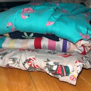 4 pajamas pants size 13/14 and XS from abercrombie and fitch kids and old navy